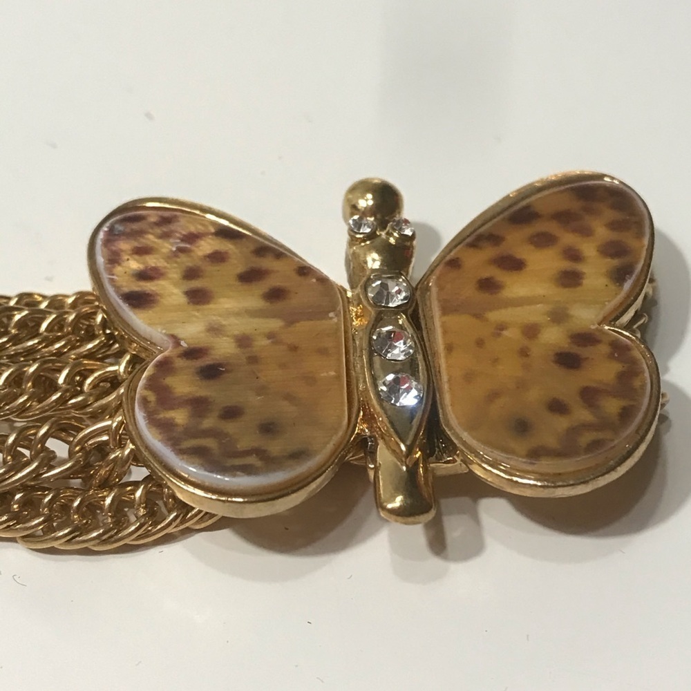 Vintage Butterfly Goldtone Chain Magnetic Bracelet